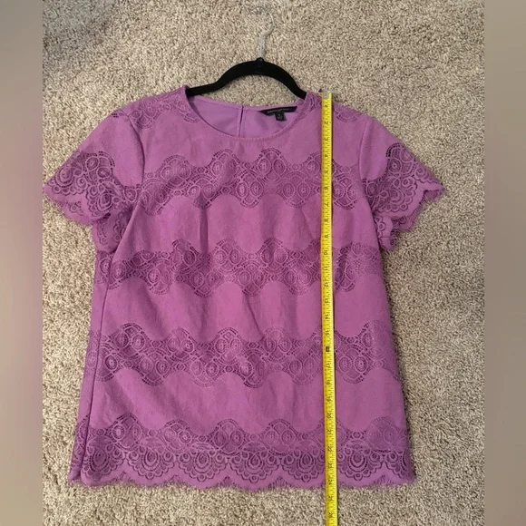 Banana Republic | Lilac Lace Striped Short Sleeve Top | Size S - Picture 4 of 6